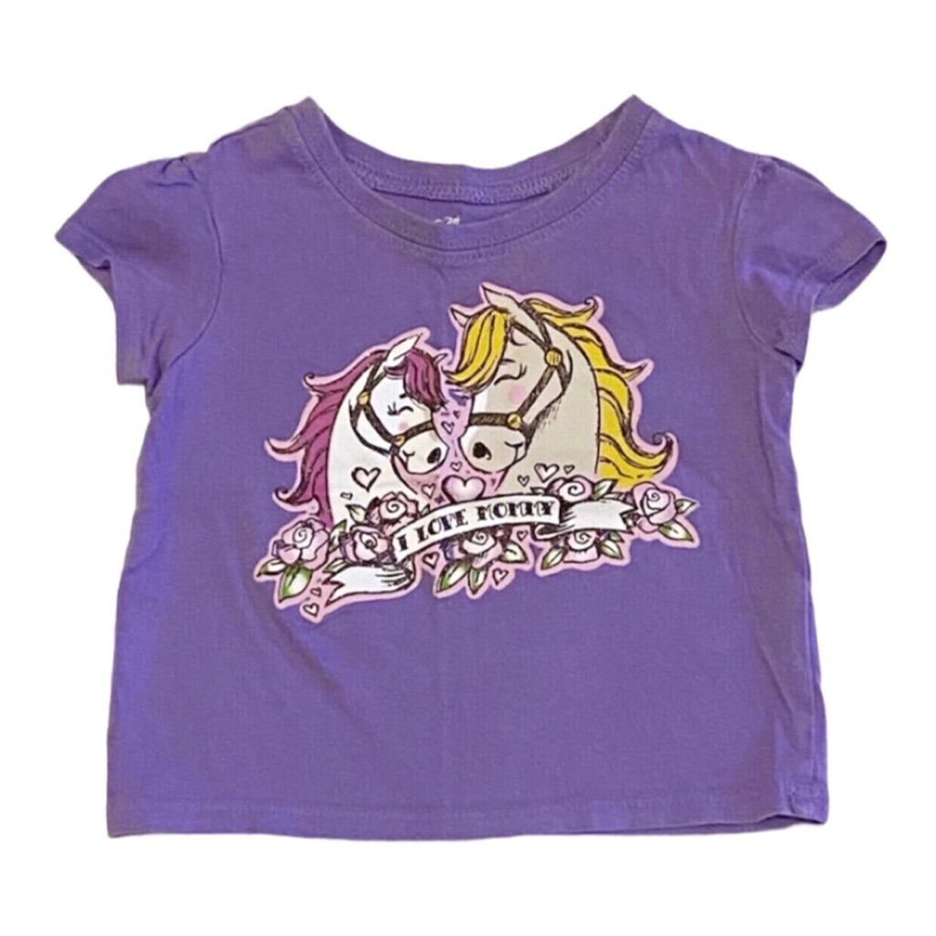 “I Love Mommy” Horse Glitter Graphic Tee 9-12m